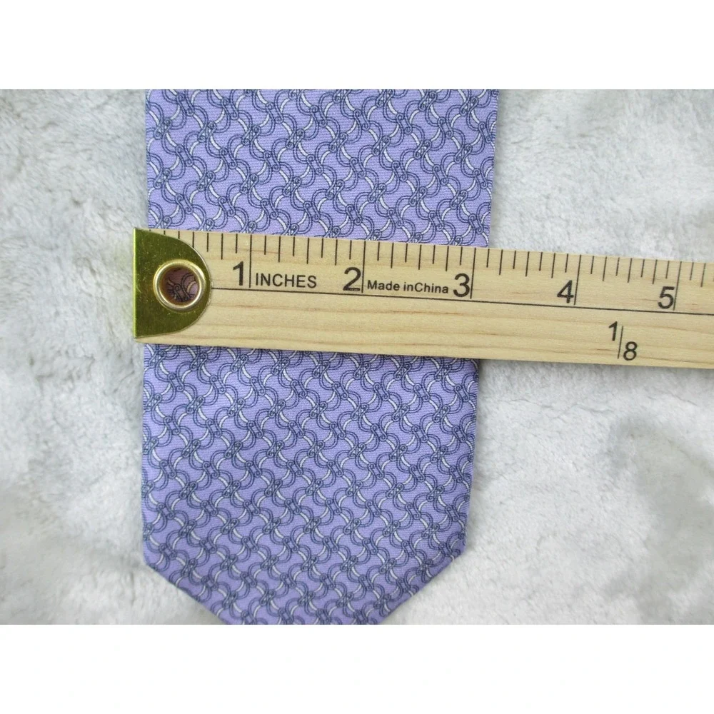 NEW ETON Neck Tie Mens Purple Geometric Silk Made In Italy Casual 01